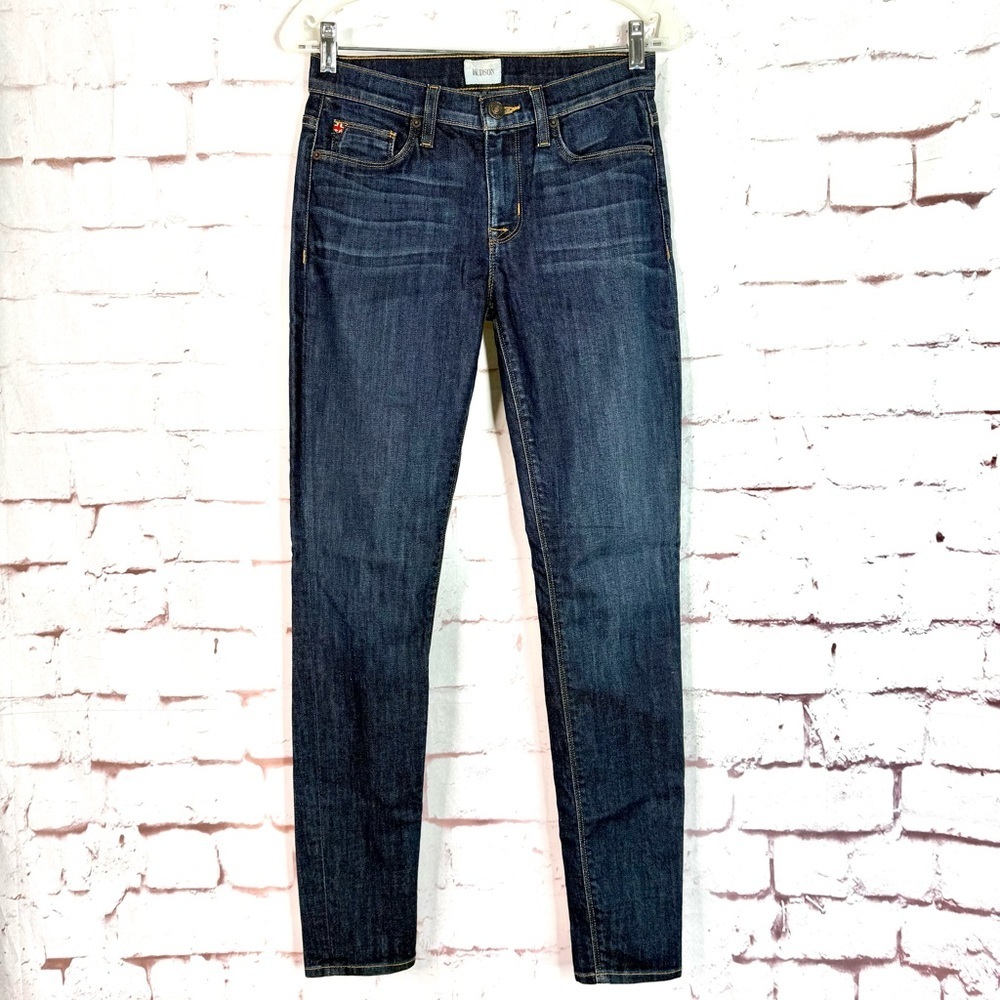 HUDSON Nico Midrise Size 26 Waist 32” Super Skinny Denim Dark Wash Blue Jeans - Picture 1 of 13